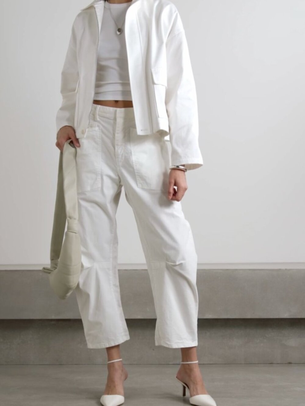 Nili Lotan Utility Shon cotton-blend twill tapered barrel pants white size 25